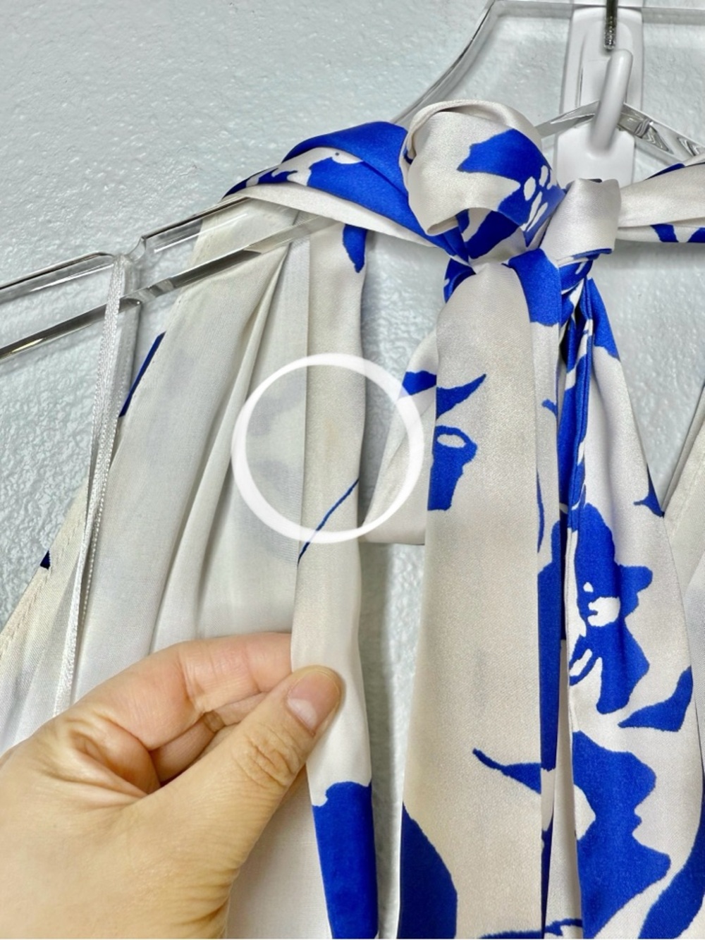 NEW Petal & Pup Allora Blue Floral Women’s Halter Satin Maxi Dress Sz M - Picture 13 of 14